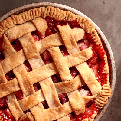 Strawberry-Rhubarb-Raspberry Lattice Pie