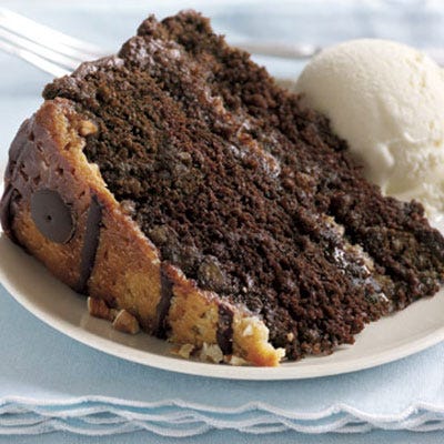 Each layer of this incredible cake is topped with sinfully sweet pecans, sugar, and fudge.<br /><br /><b>Recipe: <a href="/recipefinder/praline-turtle-cake-3611">Praline Turtle Cake</a></b>