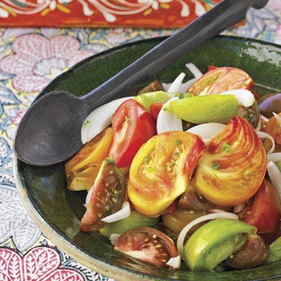 Dress fresh tomatoes with a simple mixture of vinegar, onions, green chili, and salt, for a salad everyone will enjoy.<br />
<br /><b>Recipe: <a href="/recipefinder/tomato-salad-clv"target="_new">Tomato Salad</a></b>