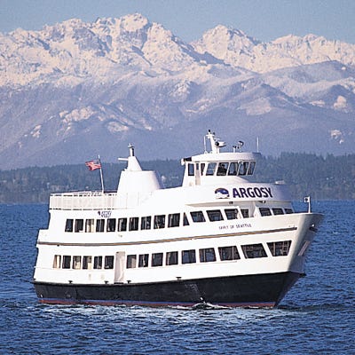 <p>Want to see the Space Needle? How about from a boat? Still as good! On the Royal Argosy Dinner Cruise you can enjoy the views of Seattle, Washington, and picturesque Elliot Bay while feasting on a northwestern-inspired buffet. The house band serenades you and your company as you savor whatever you like from their extensive Dinner menu. Artisan cheese platter? Pretzel Crusted Dungeness Crab Cakes? Velvety Mac n' Cheese? You got. Fill up your plate and watch the Seattle go by with your sea legs on!</p><p>Argosy Cruises; <a href="http://www.argosycruises.com/royalargosy/dinner.cfm" target="_blank">argosycruises.com</a></p>