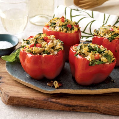 Stuffed Peppers with Thai Curry Rice and Mushrooms