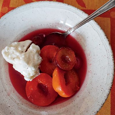<p>While visiting Spain's Navarra region, Alex Raij saw fruit trees growing in a parcel of Garnacha vines. To pay homage to the mixed plot, she plucked apricots and plums and poached them in a rosé made from Garnacha grapes.</p>
<p><strong>Recipe:</strong> <a href="../../../recipefinder/apricots-plums-poached-rose-wine-recipe-fw0712" target="_blank"><strong>Apricots and Plums Poached in Rosé Wine</strong></a></p>