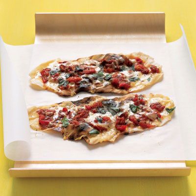 Grilled Tomato Pizzettes With Basil And Fontina Cheese Recipe