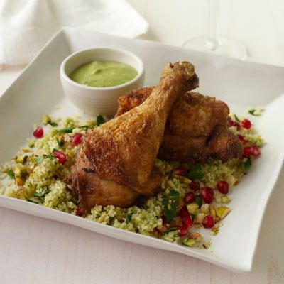 Crisp Spiced Chicken with Hummus Vinaigrette