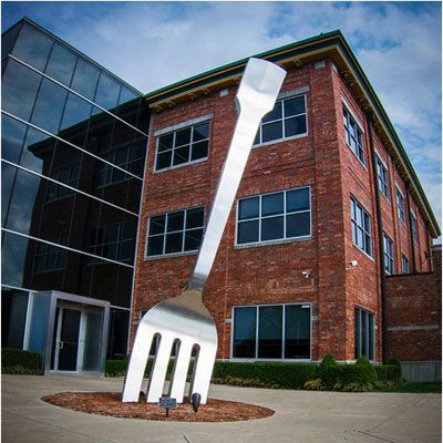 <p><strong>Location</strong>: Springfield Missouri</p>
<p><strong> Address</strong>: 2215 W. Chesterfield Blvd. Springfield, MO 65807</p>
<p>While finding a fork in the road on a road trip is commonplace, this one is actually giant eating utensil. Located outside the Noble & Associates advertising agency building, this fork, fit for a giant, spans three stories. A plaque boasts that this metal masterpiece is the largest fork in the world.</p>