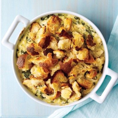 <p>Utilize the supermarket staple of rotisserie chicken in this comforting casserole. Combine shredded chicken with sauteed spinach in a cream sauce, pour into a baking dish, and top with torn bread.</p><br /><p><b>Recipe:</b> <a href="/recipefinder/chicken-spinach-casserole-recipe-mslo0112"><b>Chicken and Spinach Casserole</b></a></p>