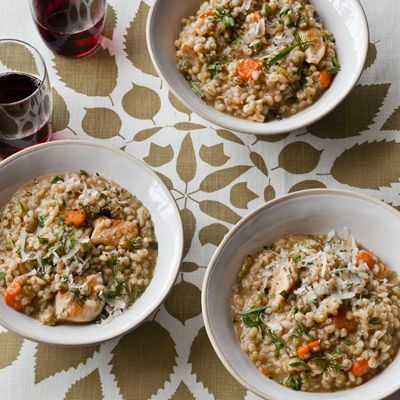 <p>This one-pot dinner from <i>Food and Wine's</i> Gail Simmons is an enriched take on classic chicken soup with rice; at once flavorful, hearty, and comforting.</p><p><b>Recipe:</b> <a href="/recipefinder/chicken-barley-stew-dill-lemon-recipe-fw0312" target="_blank"><b>Chicken and Barley Stew with Dill and Lemon</b></a></p>