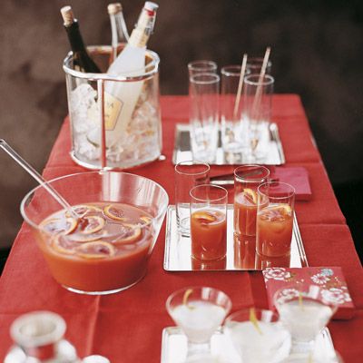 <p>Martha Stewart and TV news journalist Ann Curry made this blood orange punch together. Light rum and a dash of bitters offset the sweet juices to perfection.</p><p><b>Recipe: <a href="/recipefinder/blood-orange-punch-recipe" target="_blank">Blood-Orange Punch</a> </b></p><p>For guests who prefer their brunch drinks on the savory side, have a batch of <a href="/recipefinder/bloody-mary-mixer-recipe" target="_blank"><b>Bloody Mary Mixer</b></a> and a bottle of high-quality vodka on hand.</p>