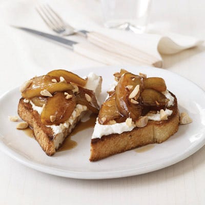 Toasts with Ricotta and Warm Balsamic-Caramel Apples