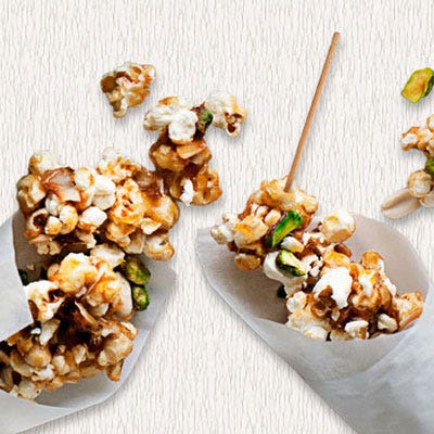 Caramel Corn with Peanuts, Pistachios, and Coconut