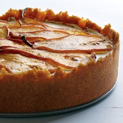 <p>Maple syrup not only flavors this luscious cheesecake, but it also is brushed on thinly sliced pears that are broiled to create a very unique decoration atop this festive dessert.</p>
<p><strong>Recipe:</strong> <a href="http://www.delish.com/recipefinder/maple-cheesecake-roasted-pears-recipe-mslo0912" target="_blank"><strong>Maple Cheesecake with Roasted Pears</strong></a></p>