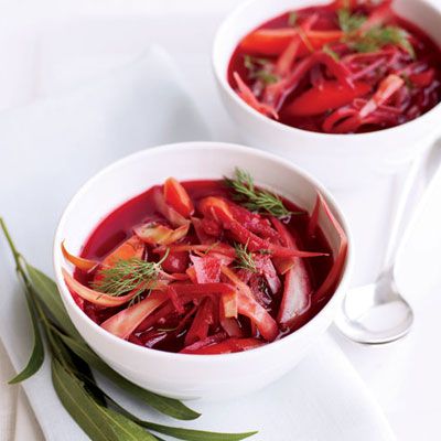 <p>Lose weight with this updated vegetable soup. <br /><br />Tip: It's impossible to peel beets without getting red all over your hands — unless you wear rubber gloves. Any kind will do: The juice washes right off. For easy cleanup, peel beets in the sink. </p><p><b>Recipe: <a href="http://www.delish.com/recipefinder/not-your-grandmas-vegetable-soup-ghk0208">Not Your Grandma's Vegetable Soup</a></b></p>