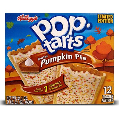 Now here's something we can sink our teeth into! Kellogg's Pop-Tarts has released its latest limited-edition flavor: Frosted Pumpkin Pie, available through mid-December. The baked breakfast pastry is filled with a sweet mixture of pumpkin pie, nutmeg, cinnamon and clove, and finished with iced frosting and autumn-colored sprinkles.