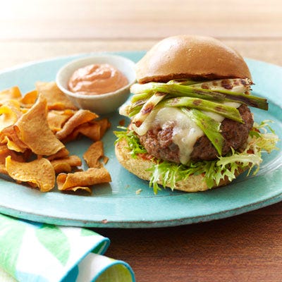 <p>Grilled scallions and mayo laced with smoked paprika and lemon make delicious, Spanish-inspired toppers for these quick and easy burgers.</p>
<p><strong>Recipe:</strong> <a href="../../../recipefinder/pork-chorizo-burgers-recipe-rbk0811" target="_blank"><strong>Pork and Chorizo Burgers</strong></a></p>