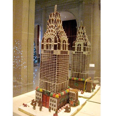 <p>The Empire State Building isn't the only New York City skyscraper that's been recreated in gingerbread. This sweet recreation depicts the city's Chrysler Building.</p>
