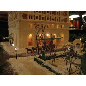 <p>David Diffendorfer spent six years as the pastry chef at the Benson Hotel in Portland, Oregon. Every year he uses his talents to create a spectacular gingerbread creation. In 2009, his former employer got the sweet treatment with this replica of the hotel.</p>