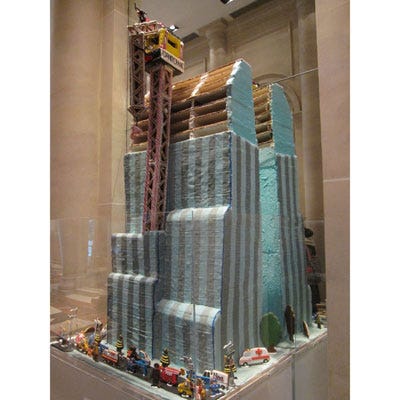 <p>During superstorm Sandy, which battered parts of the East Coast in October 2012, a crane atop a building in midtown Manhattan was blown from its safe position, ultimately leading to road closures while workers tried to secure it. When asked to create a gingerbread masterpiece for Le Parker Meridien's "Landmarks Around the World" collection, the chef at NORMA'S, the hotel's eatery, chose the crane that drew awws and gasps during the storm.</p>