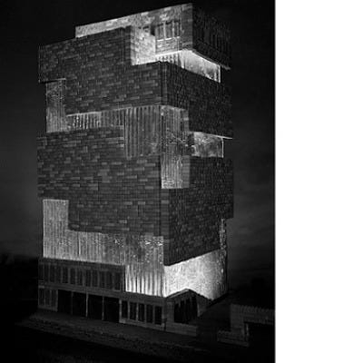 The Museum Aan de Stroom in Antwerp, Belgium — more commonly referred to as The MAS, is constructed here entirely out of edible materials, like gingerbread and clear candy for the glass. Hargreaves' black and white images can easily make viewers forget that they aren't looking at the real thing.
