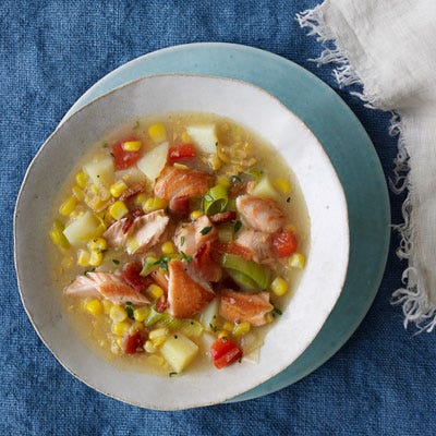 Salmon and Creamed Corn Chowder