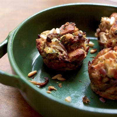Lemony Mushroom-and-Pine-Nut Stuffing Muffins