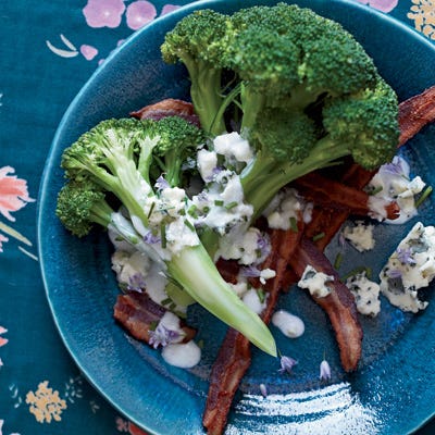 Broccoli with Bacon, Blue Cheese, and Ranch Dressing