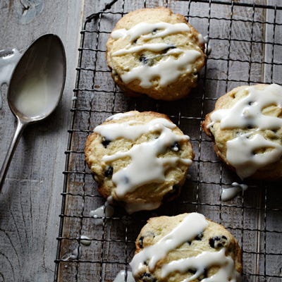 Cream Cheese Cookies with Blueberries and Lime Glaze