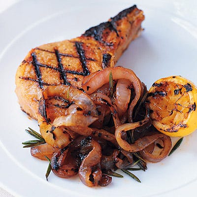Grilled Pork Chops and Onions