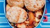 <p>Unlike most people who make cobblers, Bobby Flay opts to bake the biscuits separately from the fruit so the undersides cook fully. Try his recipe.</p>
<p><strong>Recipe:</strong> <a href="http://gogonow.org/recipefinder/buttermilk-biscuit-peach-cobbler-recipe%22 target="_blank"><strong>Buttermilk-Biscuit Peach Cobbler</strong></a></p>