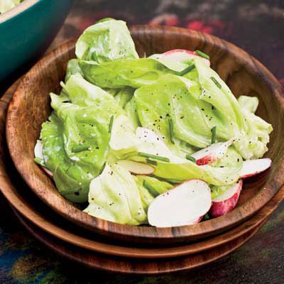 <p>Chef Jason Travi thinks of this as an everyday salad because it's simple enough to accompany just about any main course. The dressing can be made in large batches and kept in the refrigerator.</p>
<p><strong>Recipe:</strong> <a href="../../../recipefinder/bibb-radish-salad-buttermilk-dressing-recipe" target="_blank"><strong>Bibb-and-Radish Salad with Buttermilk Dressing</strong></a></p>
