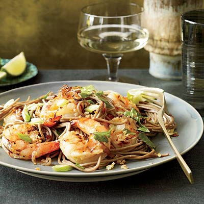 Soba Noodles with Grilled Shrimp and Cilantro