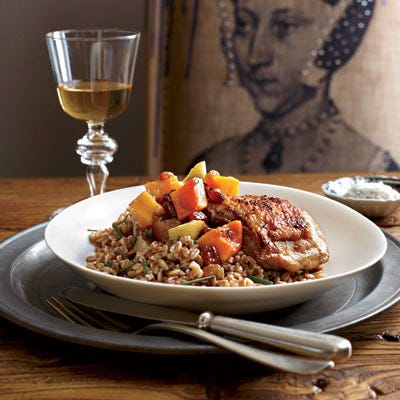 Crispy Chicken Thighs with Golden Raisin Compote