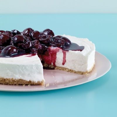 <p>Three cheeses in the filling make this easy cheesecake ultrarich and super creamy.</p>
<p><strong>Recipe:</strong> <a href="http://www.delish.com/recipefinder/no-bake-cherry-cheesecake-recipe-mslo0713" target="_blank"><strong>No-Bake Cherry Cheesecake</strong></a></p>