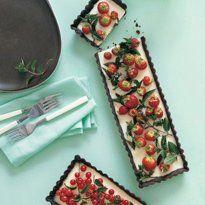<p>Humble after-dinner mints never dreamed of such opulence. A rich cocoa-enhanced pastry shell, gilded with melted chocolate, is filled with mint-infused panna cotta and then strewn with fresh sprigs and a choice of crimson fruit.</p><p><b>Recipe:</b> <a href="http://gogonow.org/recipefinder/chocolate-peppermint-tarts-currants-berries-recipe-mslo0712%22 target="_blank"><b>Chocolate-Peppermint Tarts with Currants and Berries</b></a></p>