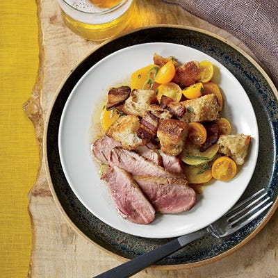 <p>Chef Paul Kahan of The Publican in Chicago has a great trick for heightening the flavor of duck breasts: He ages them on the bone in the refrigerator for up to 1 week. Boneless duck breasts can be aged using the same method, although the results won't be as dramatic; if you're short on time, use unaged duck. </p><p><b>Recipe:</b> <a href="/recipefinder/dry-aged-duck-breasts-golden-beet-panzanella-recipe-fw0711 "><b>Dry-Aged Duck Breasts with Golden Beet Panzanella</b></a></p>
