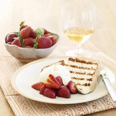 <p>Store-bought angel food cake goes gourmet when it's grilled and topped with sweetened balsamic-soaked strawberries.</p><p><b>Recipe:</b> <a href="/recipefinder/grilled-angel-cake-strawberries-balsamic-ghk"><b>Grilled Angel Food Cake with Strawberries in Balsamic</b></a></p>