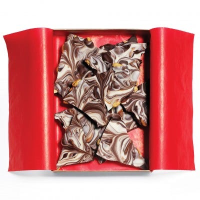 <p>Are you looking for a dazzling treat that's a snap to make? This familiar favorite is perfect: Just melt, stir and swirl. The salted peanuts provide a simple counterbalance to the sweetness of eddied white and dark chocolates. </p><br /><p><b>Recipe:</b> <a href="/recipefinder/winter-bark-recipe-mslo1211"><b>Winter Bark</b></a></p>