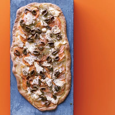 Two-Potato Flatbread with Olives and Feta