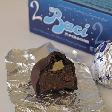 Hershey's isn't the only one with kisses — Italy has its own version, <a href="http://en.wikipedia.org/wiki/Perugina" target="_blank">Perugina's Baci</a>. These chocolate bonbons are filled with hazelnut chocolate cream, topped with a whole hazelnut, and wrapped in a love note.