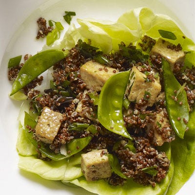Quinoa Salad with Sugar Snap Peas, Tofu, and Ginger Vinaigrette
