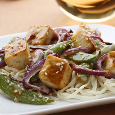 <p>This quick and healthy dinner pairs creamy tofu and crispy snap peas with a tahini-maple sauce. Serve with udon noodles for a delicious take on meatless Monday.</p>
<p><strong>Recipe: <a href="http://gogonow.org/recipefinder/sesame-maple-roasted-tofu-recipe%22 target="_blank">Sesame-Maple Roasted Tofu</a></strong></p>