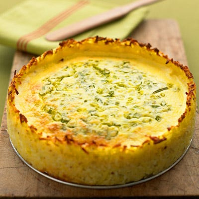 Goat Cheese Quiche with Hash-Brown Crust