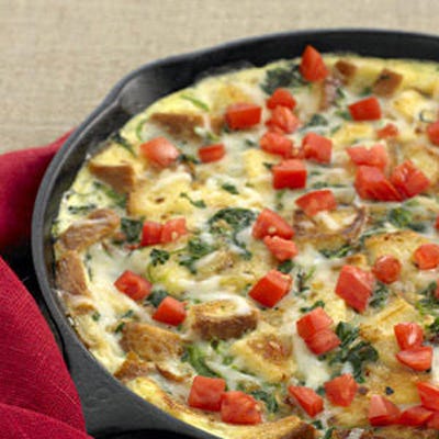<p> We know that geese didn't lay the eggs in your fridge, but there's no need to let technicalities get in the way of this creamy dish. <a href="http://www.womansday.com/Recipes/Stovetop-Spinach-Swiss-Cheese-Strata-Recipe" target="_blank">Stovetop Spinach and Swiss Cheese Strata</a> is a hearty and healthy way to start Christmas day — after the presents have been unwrapped, of course! </p>  												