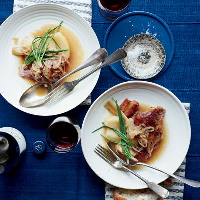 <p>This simple dish — slow-cooked meat and potatoes in a fragrant broth — makes a comforting meal once cold weather sets in.</p><p><b>Recipe: </b><a href="/recipefinder/braised-lamb-potatoes-recipe-fw1011" target="_blank"><b>Braised Lamb with Potatoes</b></a></p>