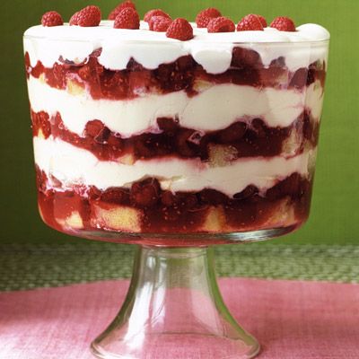 <p>English trifle can be made in one large dish or several small dishes. Ours combines fruit, jam, juice-drenched pound cake, and whipped cream.</p><br /><p><b>Recipe: <a href="/recipefinder/grand-raspberry-trifle-recipe" target="_blank">Grand Raspberry Trifle</a> </b></p>
