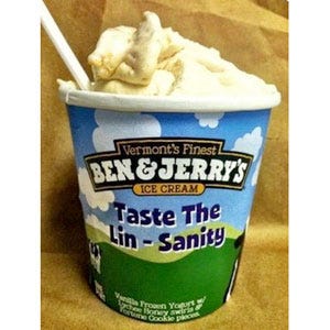 <p>It didn't take too long for the sensation surrounding NBA star Jeremy Lin to be merchandized. In less than four weeks, the 23-year-old Taiwanese-American Knicks star turned from a player to a brand. Ben & Jerry's caused some controversy when it released "Taste The Lin-sanity" — a frozen yogurt that was sold at its scoop shop in Boston's Harvard Square. The limited-edition flavor originally contained vanilla frozen yogurt, lychee honey swirls, and fortune cookie pieces.</p>

<p><a href="/food/recalls-reviews/ben-and-jerrys-apologizes-for-jeremy-lin-flavor-using-fortune-cookies"><b>Read the Whole Story</b></a></p>