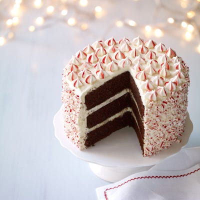 <p>Chocolate and peppermint, the classic cold-weather combo make for the perfect Christmas layer cake. Use peppermint meringues and candy canes for decoration.</p><p><b>Recipe: </b><a href="/recipefinder/peppermint-chocolate-cake-recipe-wdy1212" target="_blank"><b>Peppermint Chocolate Cake</b></a></p>