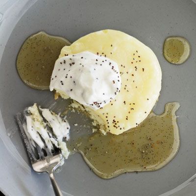 <p>This recipe turns the classic lemon-poppy seed combo into lovely cakes. They have a tender cakey layer on the bottom, a luscious curdlike layer on top, and poppy-seed crème fraîche to finish the whole thing off.</p><br />

<p><b>Recipe:</b> <a href="/recipefinder/lemon-curd-cakes-poppy-seeds-recipe" target="_blank"><b>Lemon-Curd Cakes with Poppy Seeds</b></a></p>