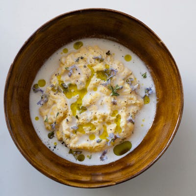 Poached Scrambled Eggs with Goat Cheese Sauce