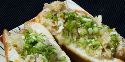 Hot Dogs with Beer Braised Sauerkraut Recipe - Taste of Place