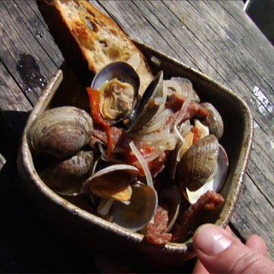 <p>As a slight twist on a traditional clam recipe, try Chef Donald Link's spicier (but equally simple) version, which gives the clams a big kick of flavor from cooking in beer with chili flakes and salami.</p>

<p><b>Recipe: <a href="/recipefinder/clams-recipe-top1110">Beer-Steamed Clams</a></b></p>